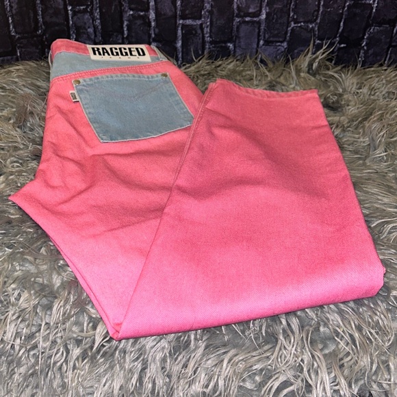 The RAGGED Priest Jeans Pink/Rose Color-block StraightLeg Denim FREE PEOPLE Sz30 - Picture 5 of 16